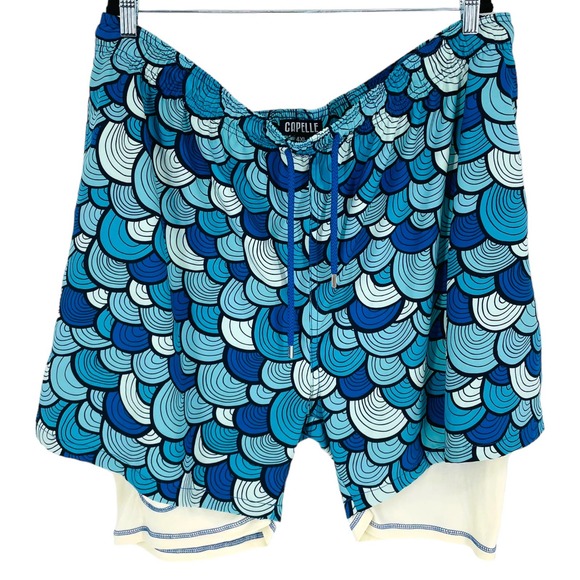Capelle Mens 4XL Betta Blue Hybrid Mid Length Swim Trunks Built-in Liner Comfort - Picture 2 of 7